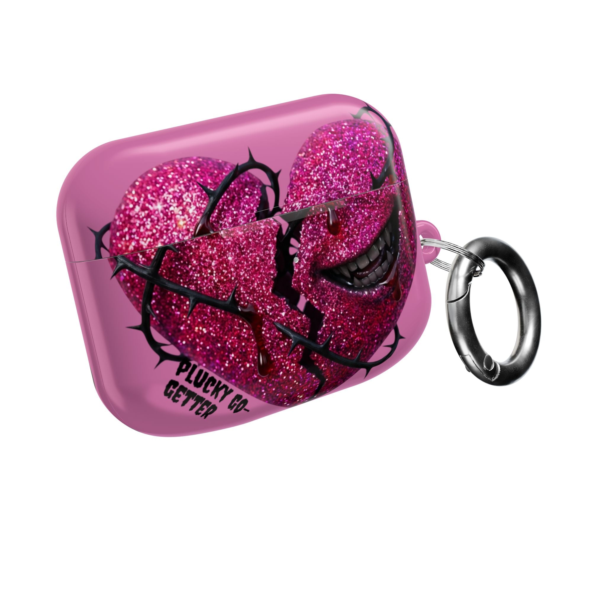 Pink Glitter Broken Heart AirPod Case — Edgy Protective AirPods Case