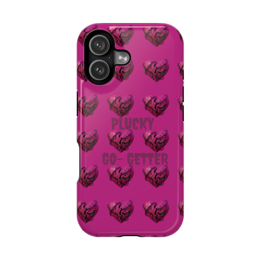 Phone Case — Pink "Plucky Go-Getter" Heart Pattern Magnetic Impact-Resistant Case