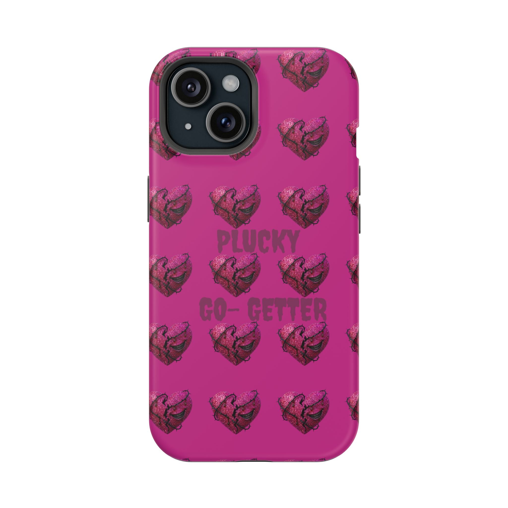 Phone Case — Pink "Plucky Go-Getter" Heart Pattern Magnetic Impact-Resistant Case