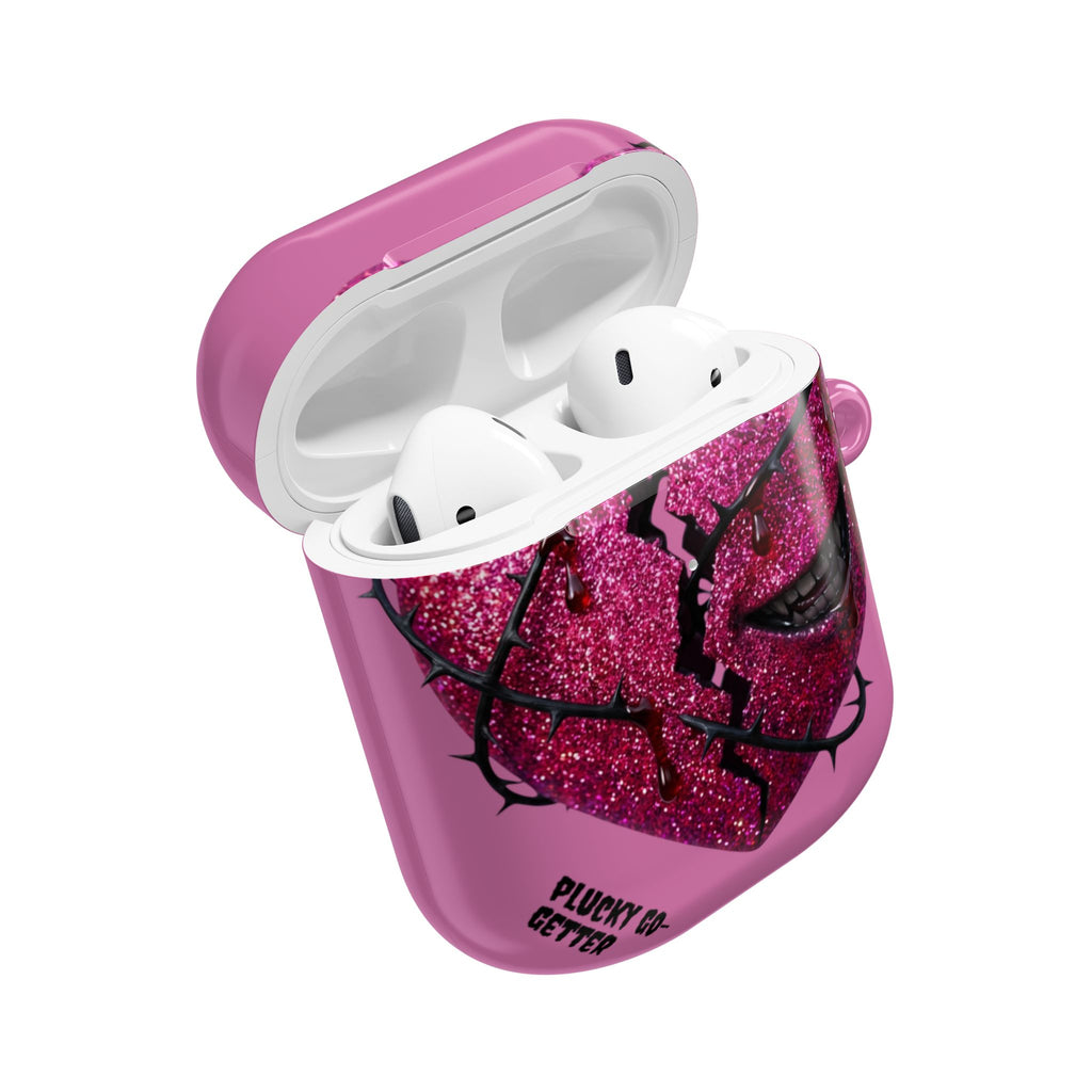 Pink Glitter Broken Heart AirPod Case — Edgy Protective AirPods Case