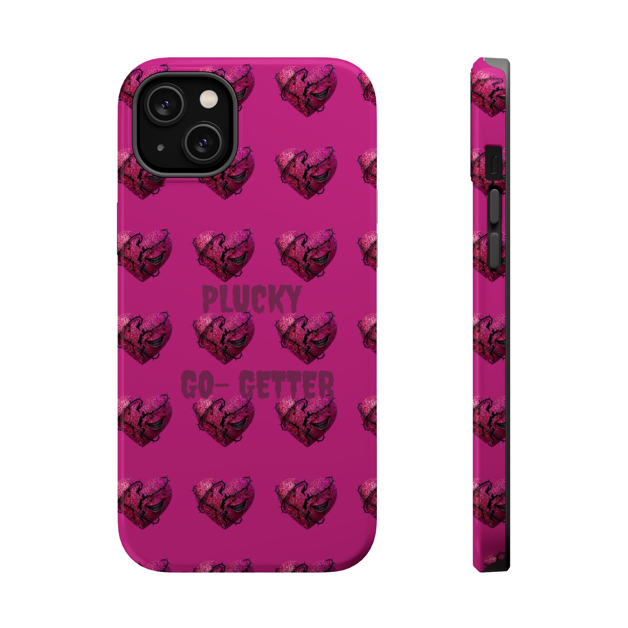 Phone Case — Pink "Plucky Go-Getter" Heart Pattern Magnetic Impact-Resistant Case
