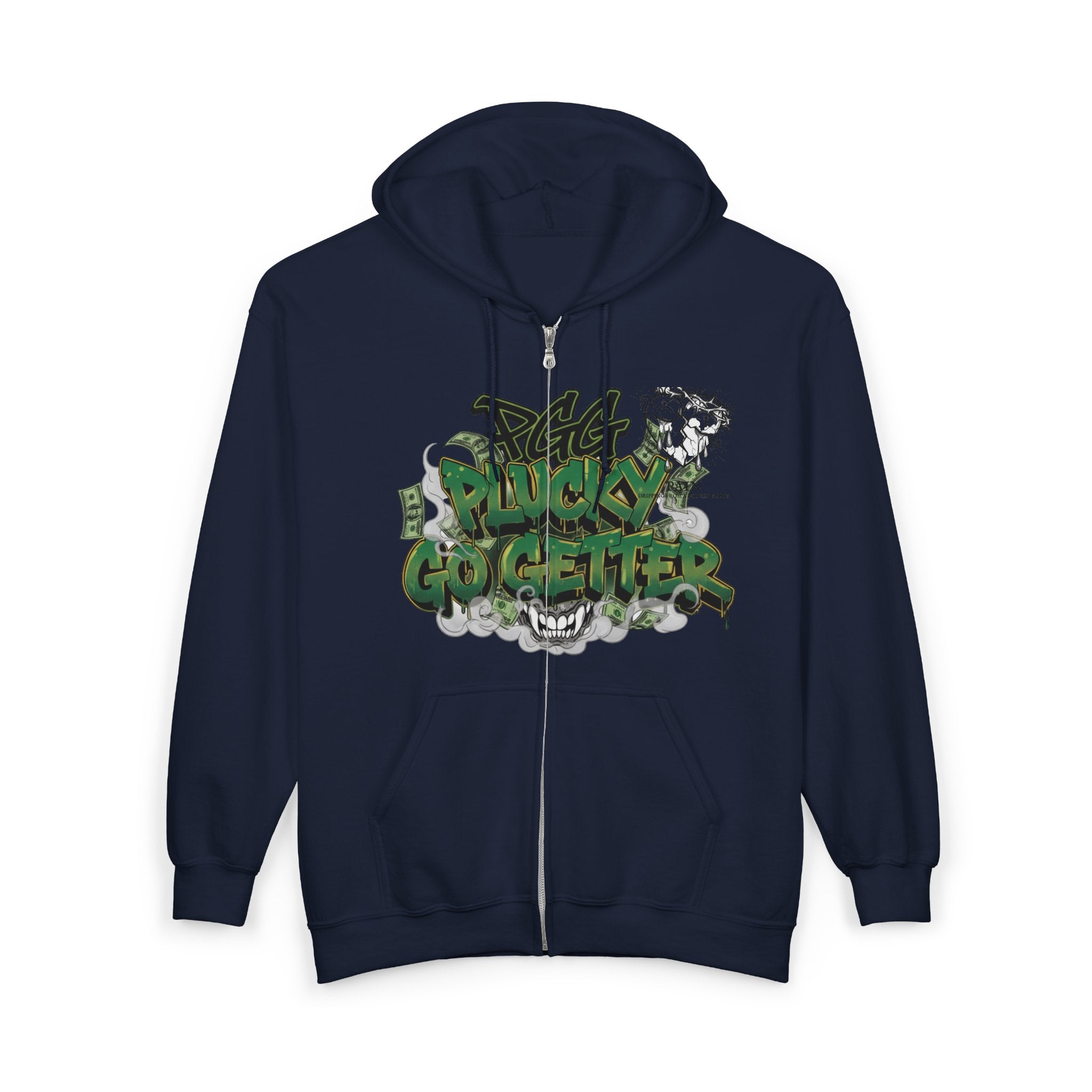 Skull & Graffiti Zip Hoodie - "Plucky Go Getter" Streetwear Jacket