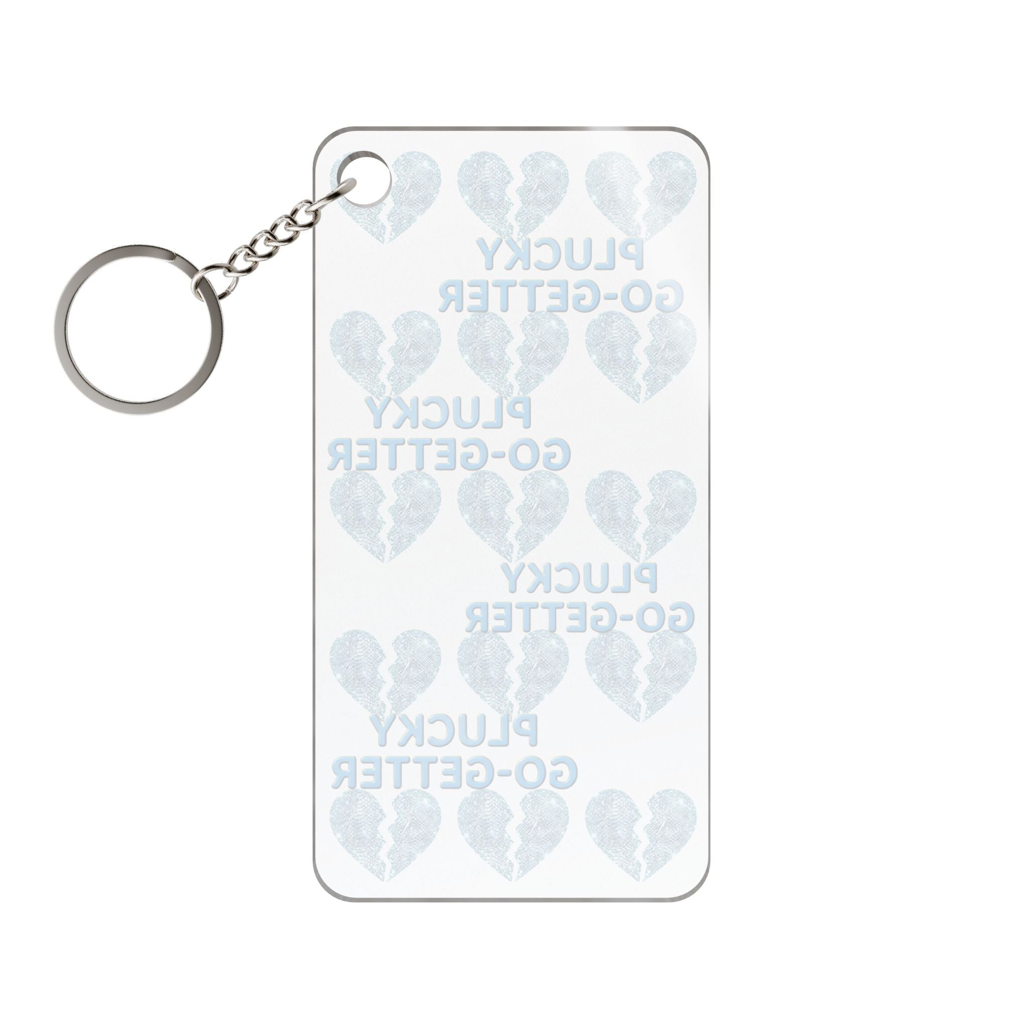Icy Broken Keychain Charm — Motivational Heart Pattern Key Ring