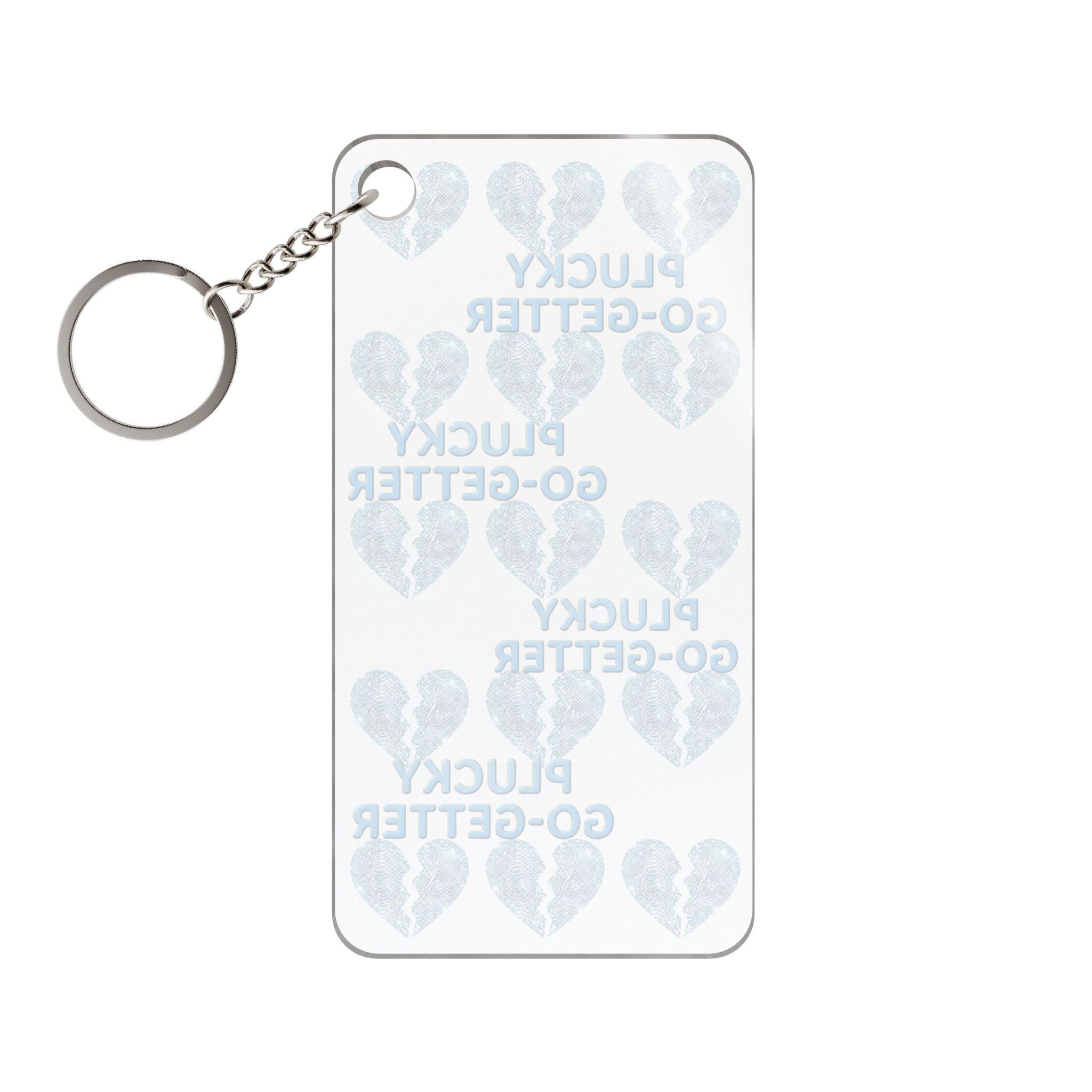 Icy Broken Keychain Charm — Motivational Heart Pattern Key Ring