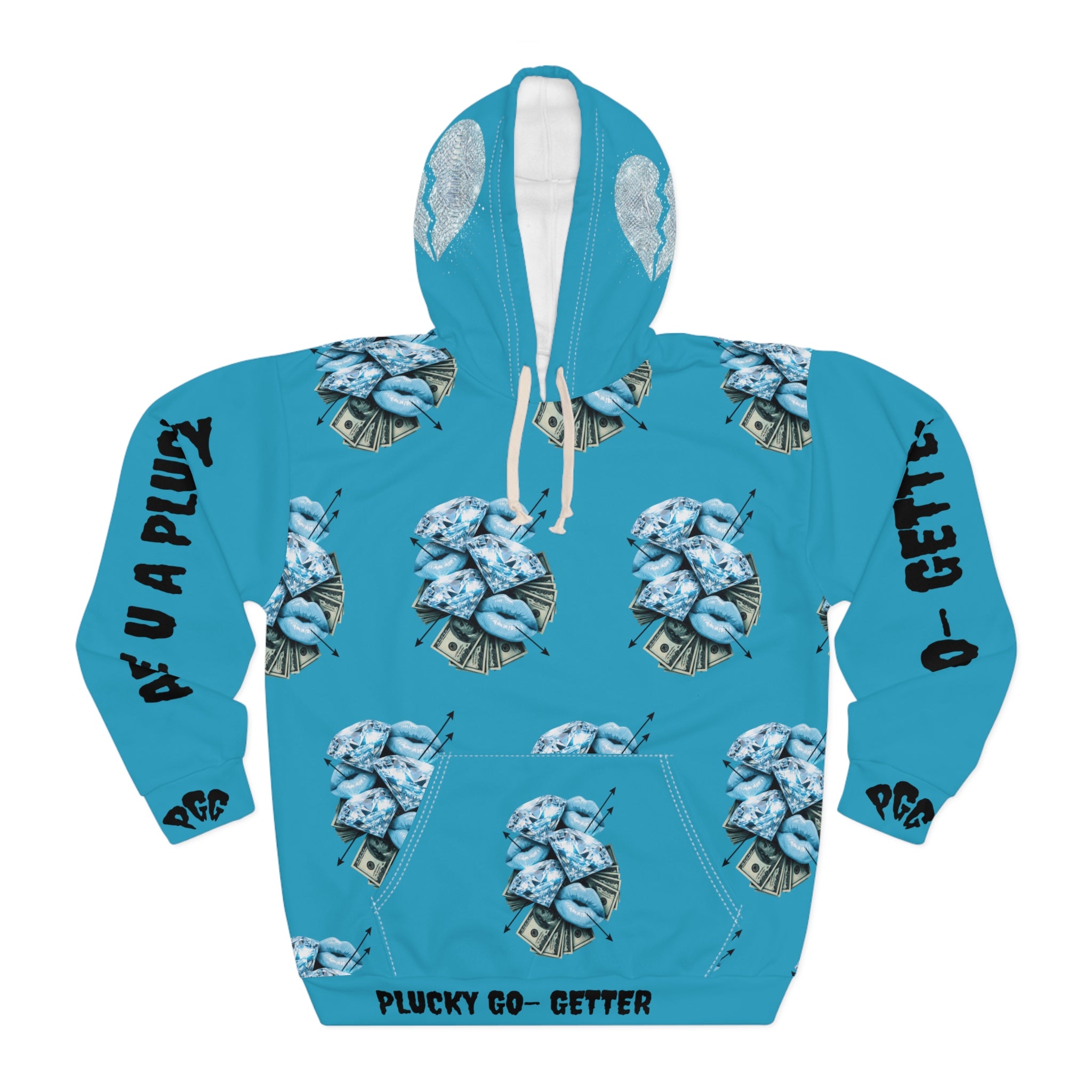 Loving Life Graphic Hoodie — 'Plucky Go-Getter' Pink All-Over Print