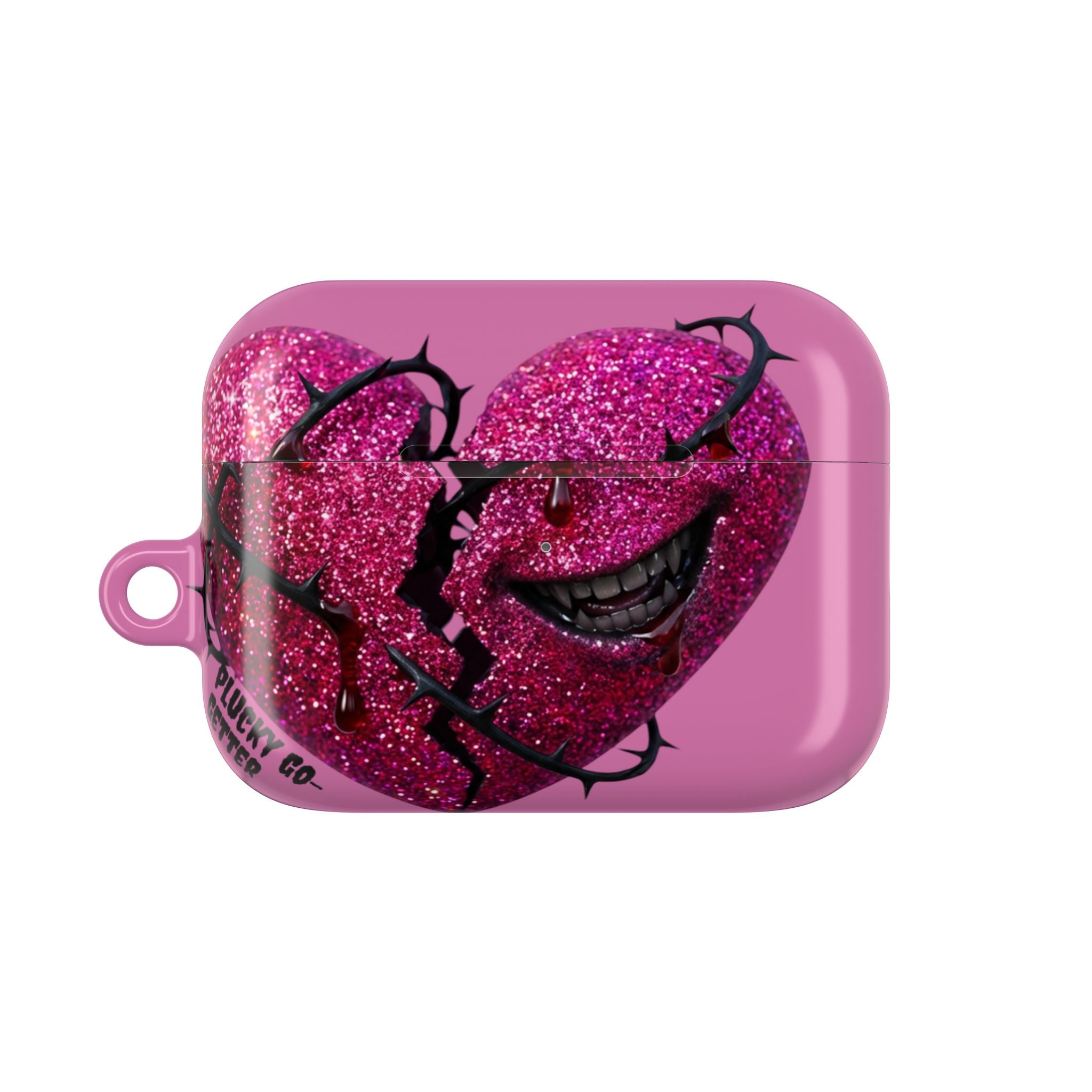 Pink Glitter Broken Heart AirPod Case — Edgy Protective AirPods Case