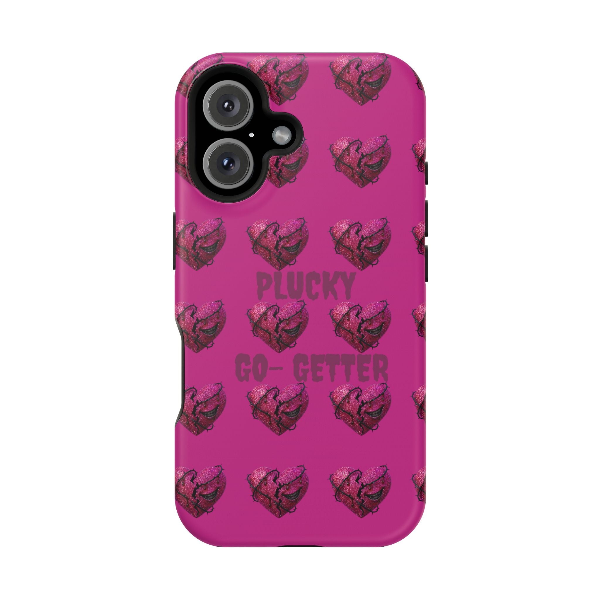 Phone Case — Pink "Plucky Go-Getter" Heart Pattern Magnetic Impact-Resistant Case