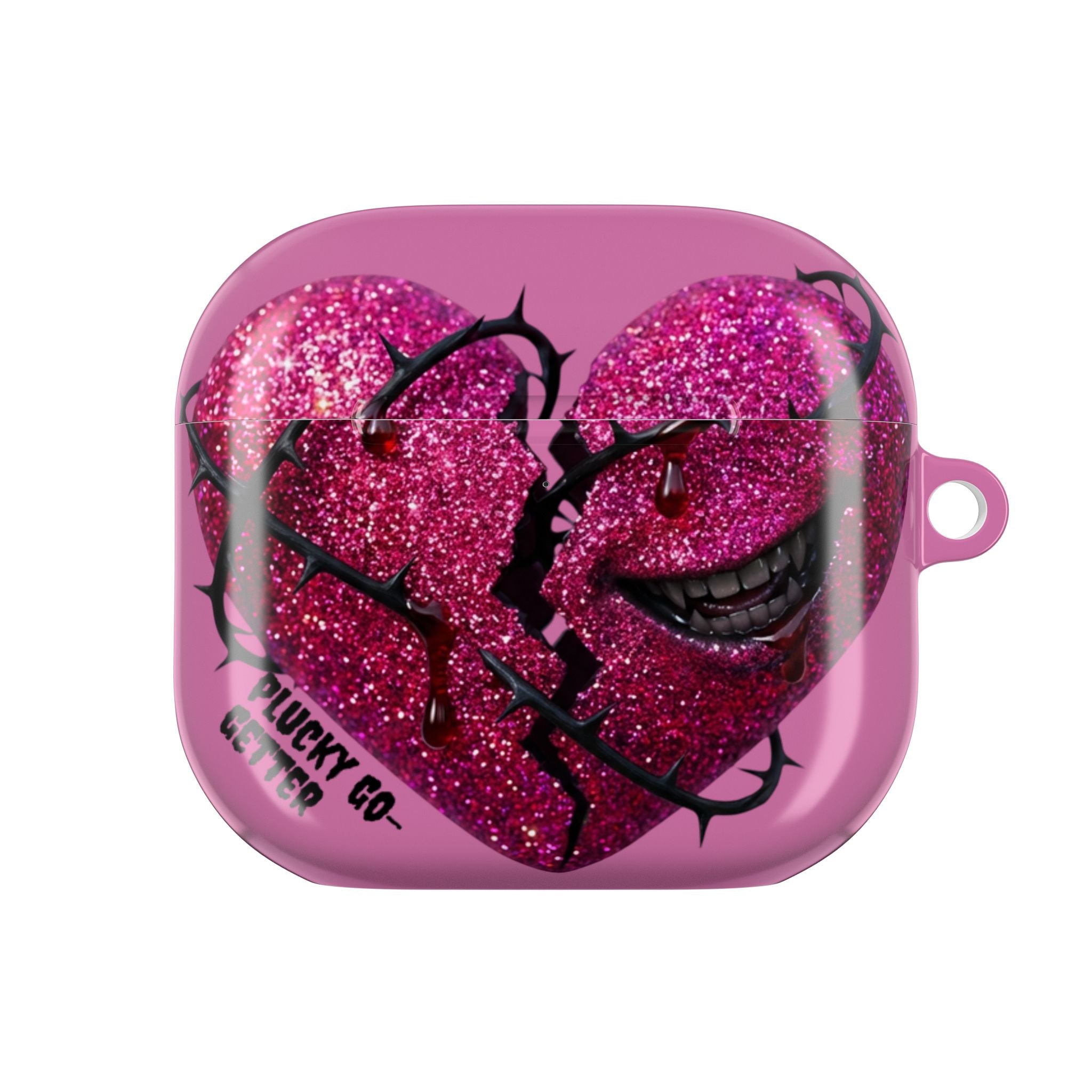 Pink Glitter Broken Heart AirPod Case — Edgy Protective AirPods Case