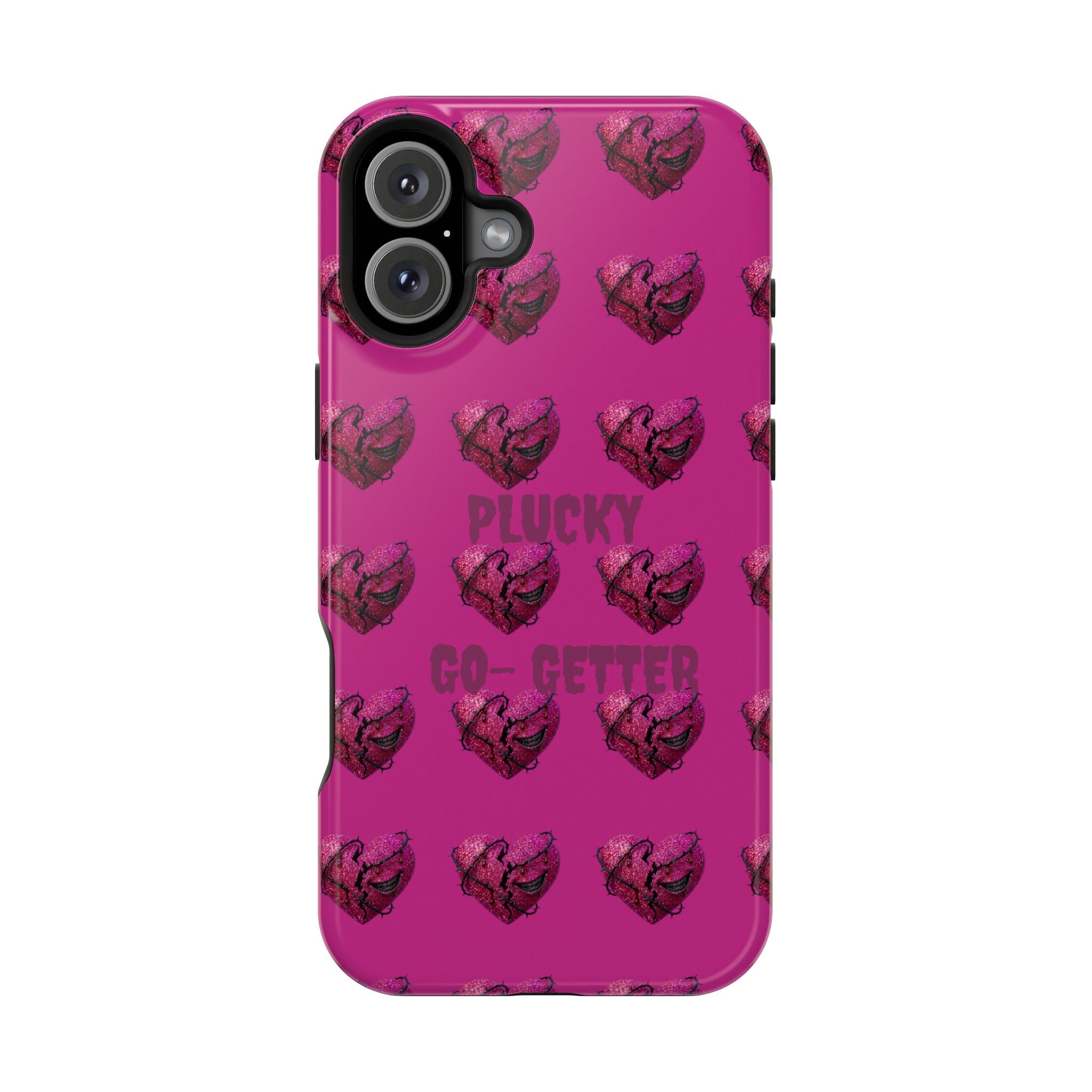 Phone Case — Pink "Plucky Go-Getter" Heart Pattern Magnetic Impact-Resistant Case
