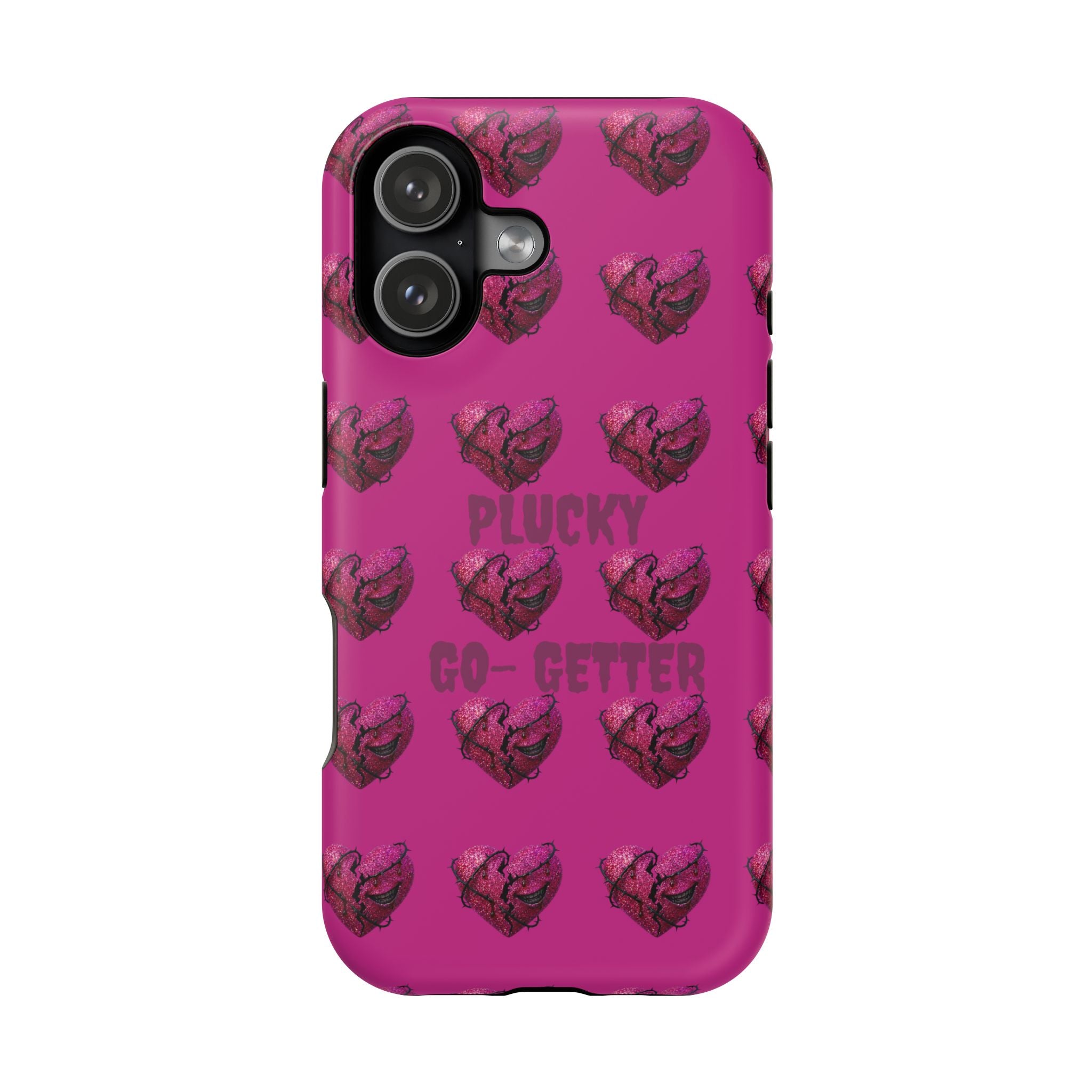 Phone Case — Pink "Plucky Go-Getter" Heart Pattern Magnetic Impact-Resistant Case