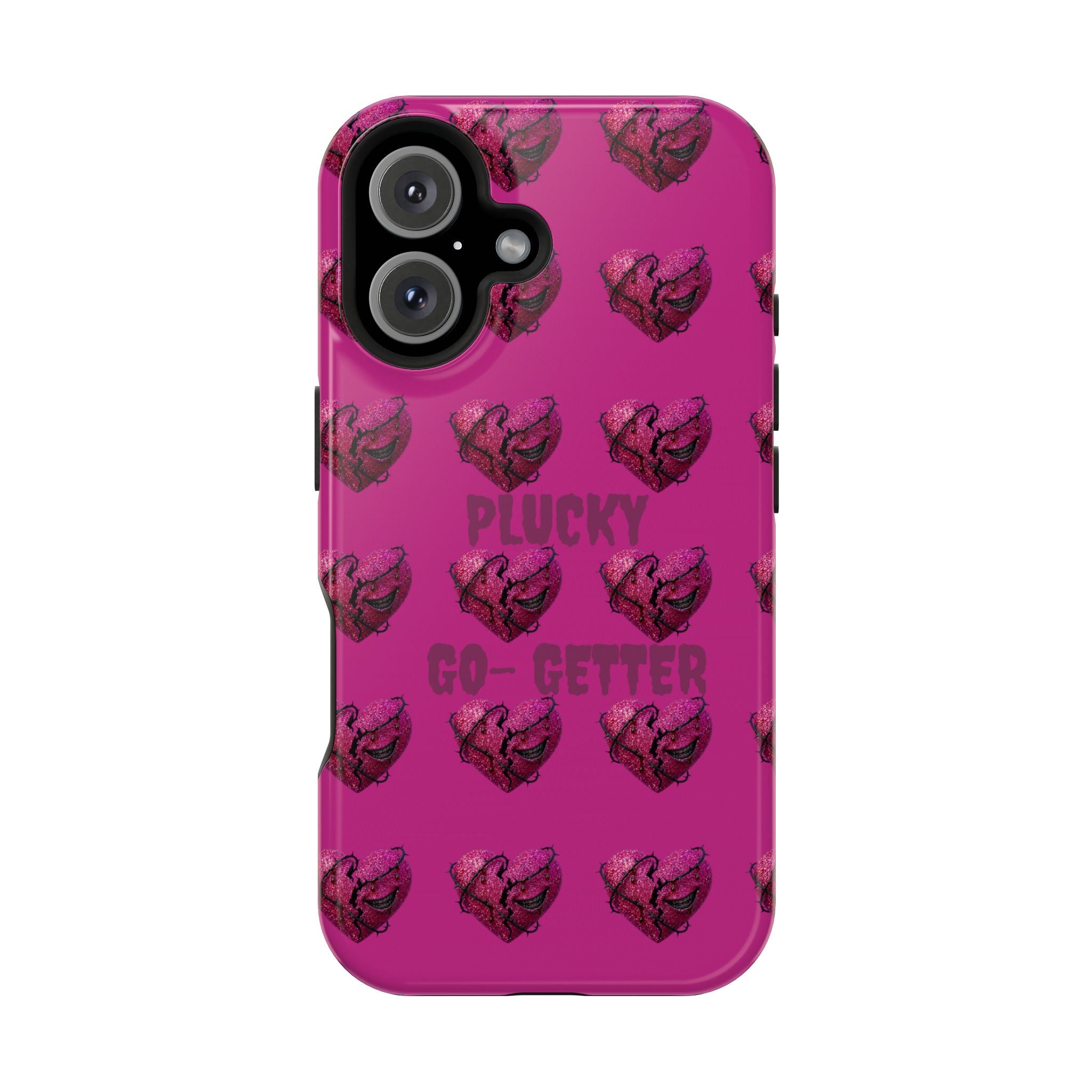 Phone Case — Pink "Plucky Go-Getter" Heart Pattern Magnetic Impact-Resistant Case
