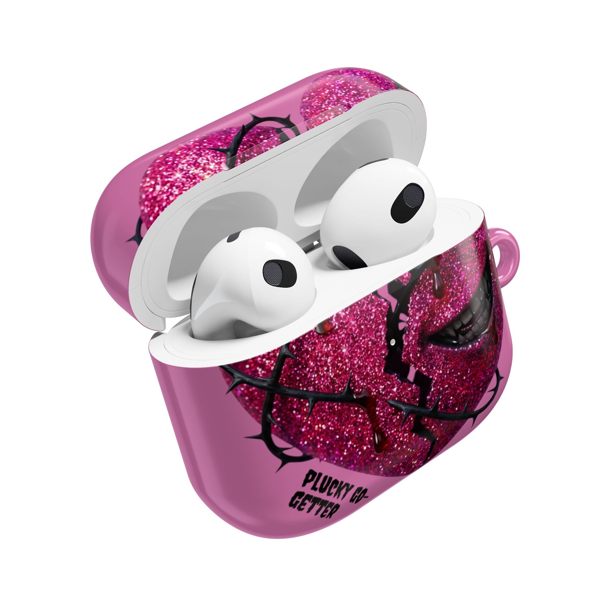 Pink Glitter Broken Heart AirPod Case — Edgy Protective AirPods Case