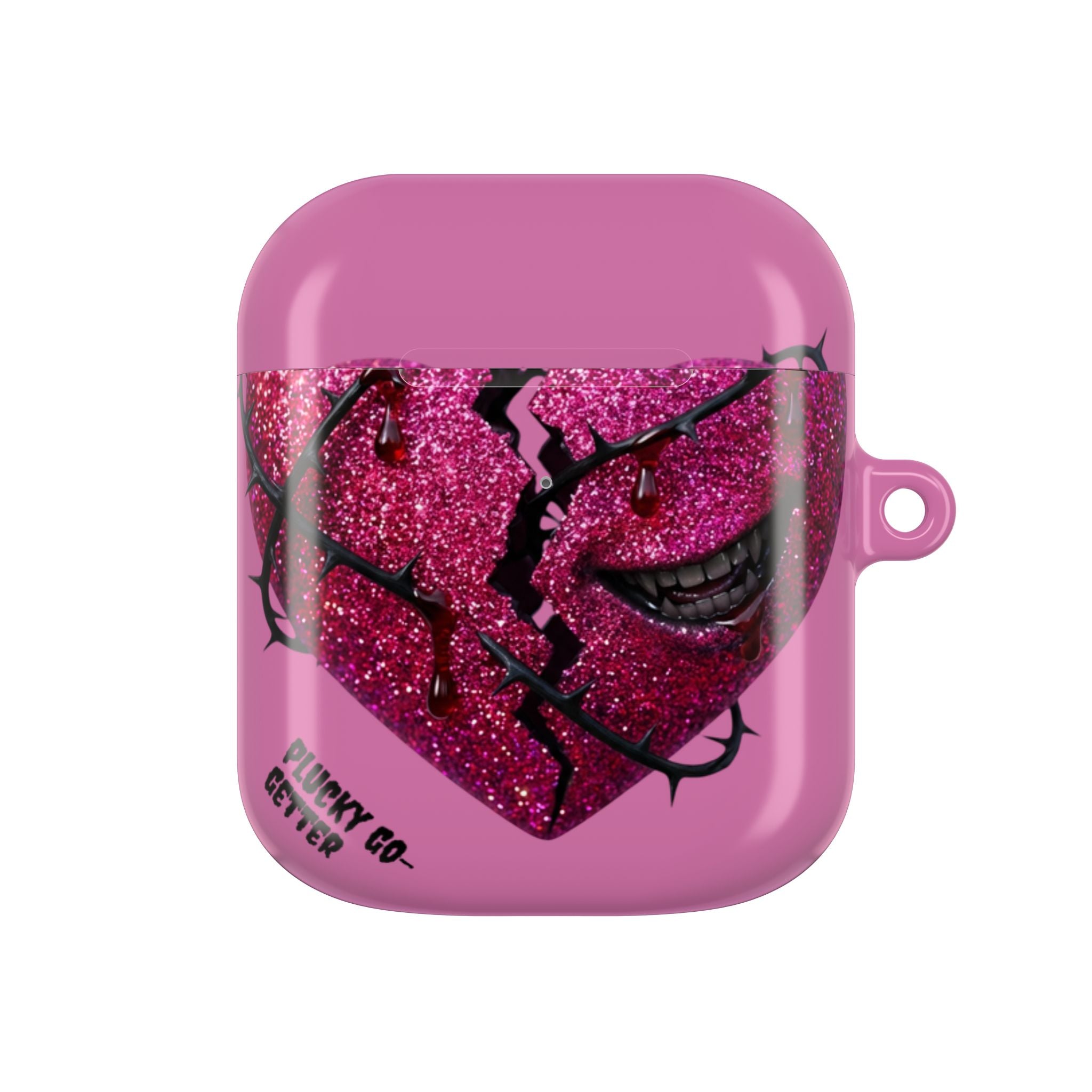 Pink Glitter Broken Heart AirPod Case — Edgy Protective AirPods Case