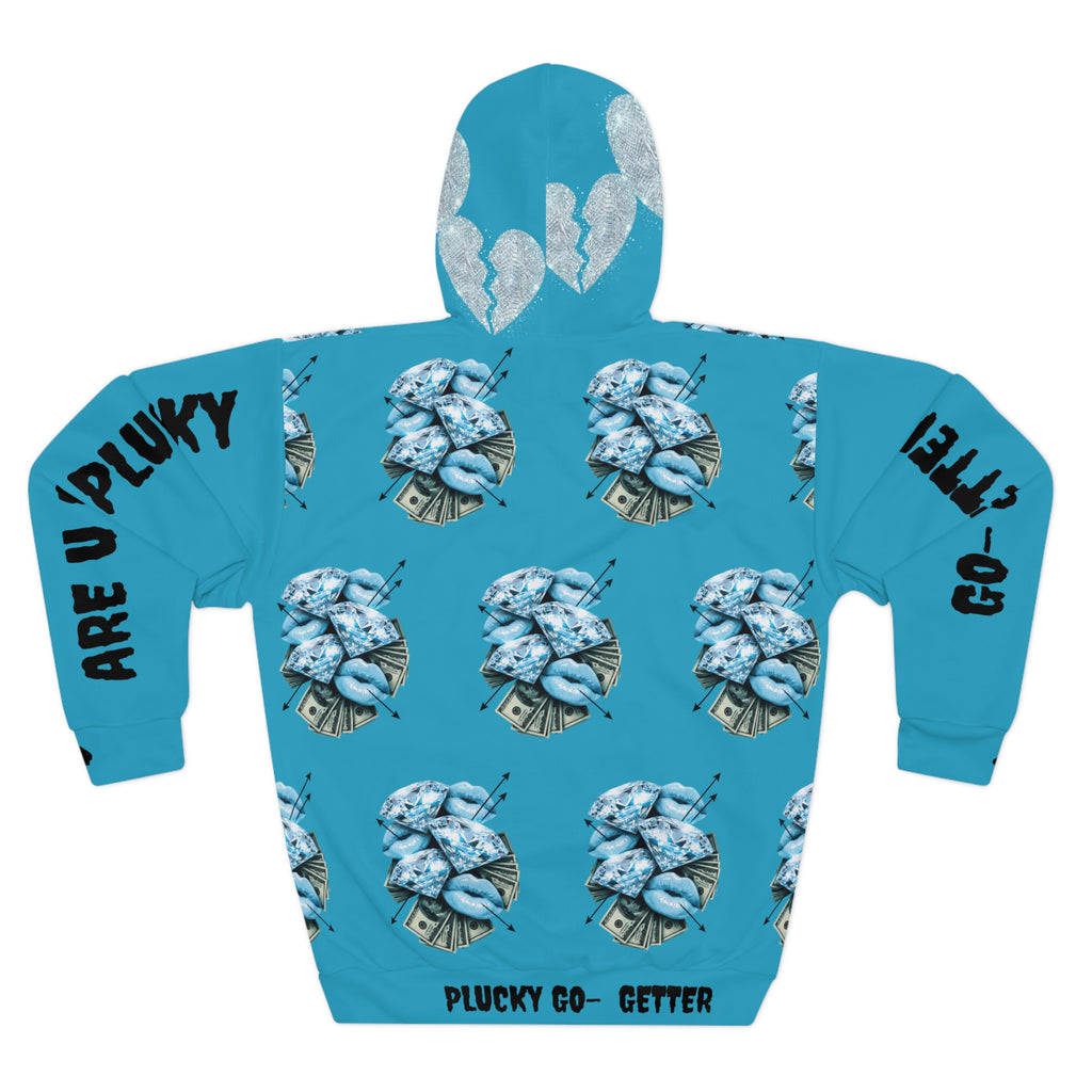 Loving Life Graphic Hoodie — 'Plucky Go-Getter' Pink All-Over Print