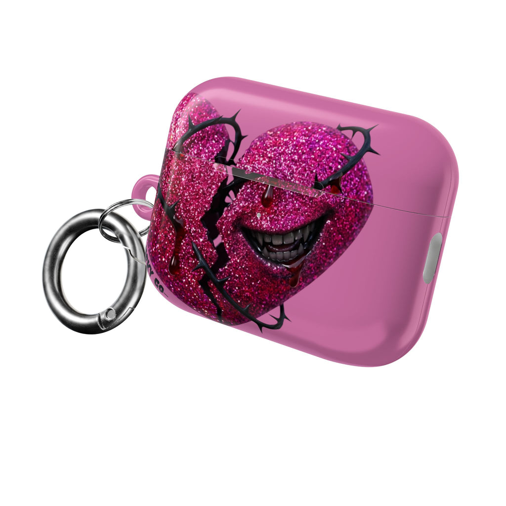 Pink Glitter Broken Heart AirPod Case — Edgy Protective AirPods Case