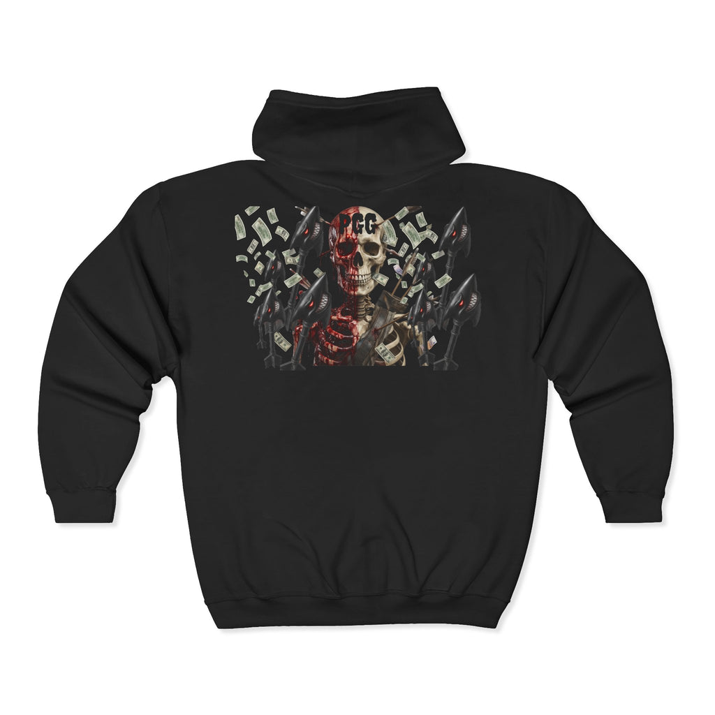 Skull & Graffiti Zip Hoodie - "Plucky Go Getter" Streetwear Jacket