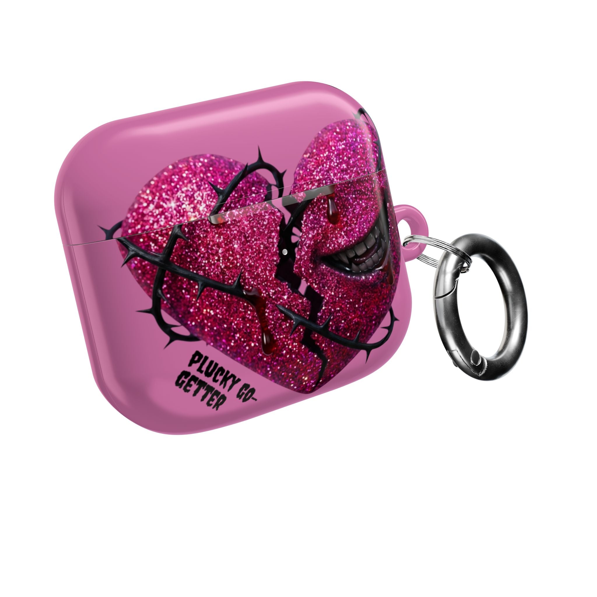 Pink Glitter Broken Heart AirPod Case — Edgy Protective AirPods Case