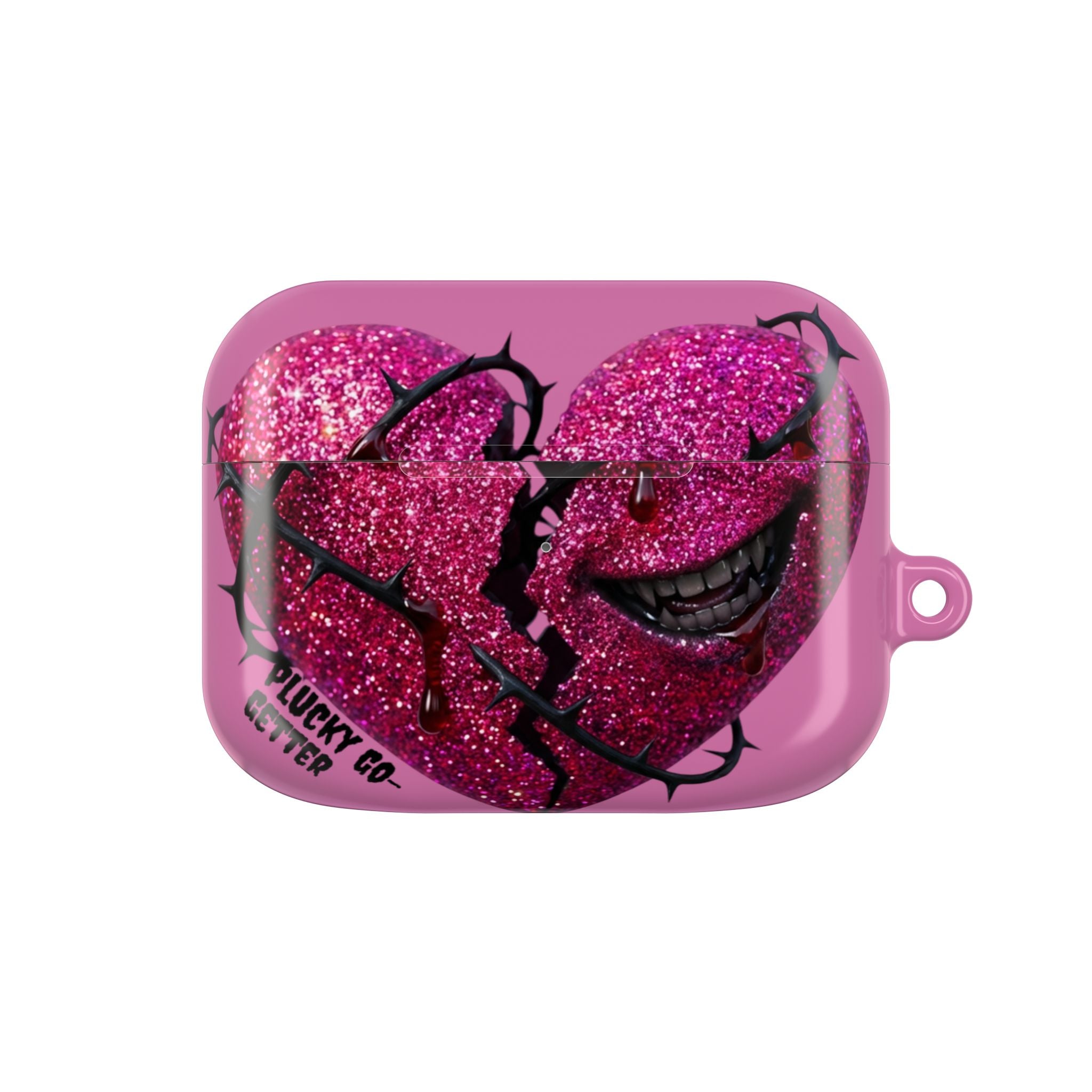 Pink Glitter Broken Heart AirPod Case — Edgy Protective AirPods Case