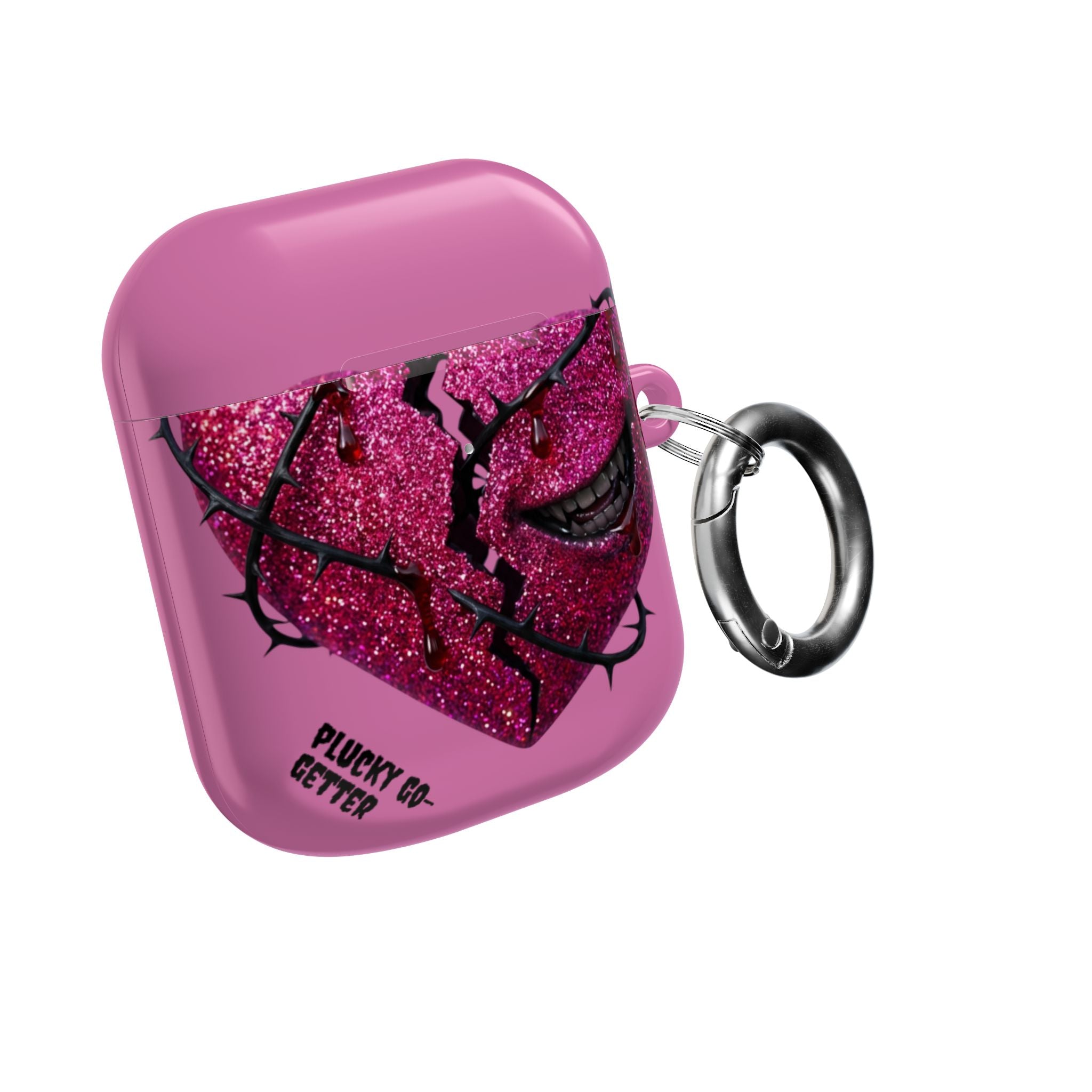 Pink Glitter Broken Heart AirPod Case — Edgy Protective AirPods Case