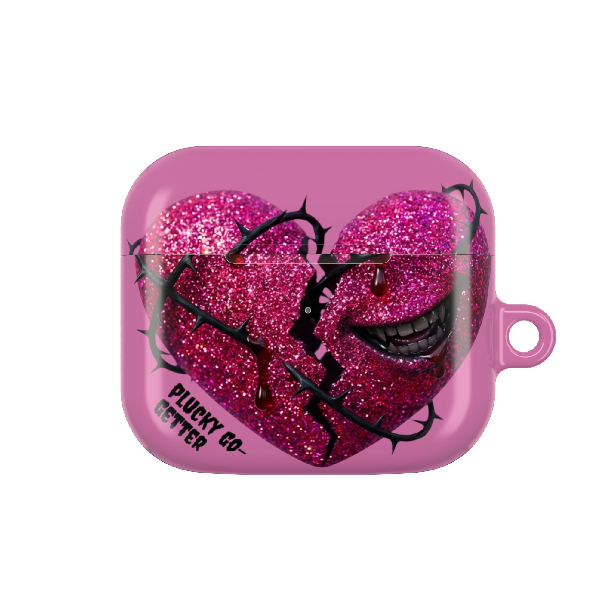 Pink Glitter Broken Heart AirPod Case — Edgy Protective AirPods Case