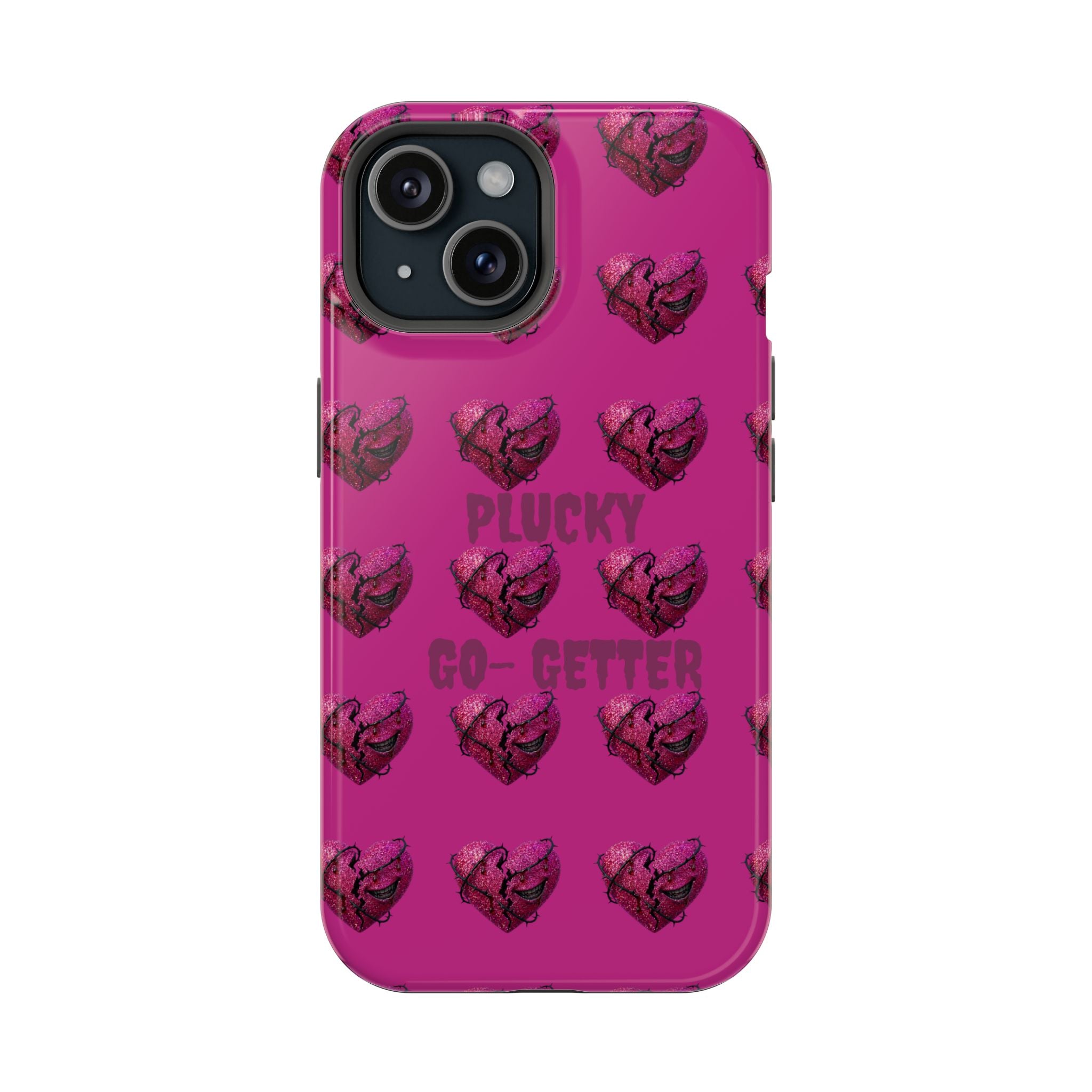 Phone Case — Pink "Plucky Go-Getter" Heart Pattern Magnetic Impact-Resistant Case