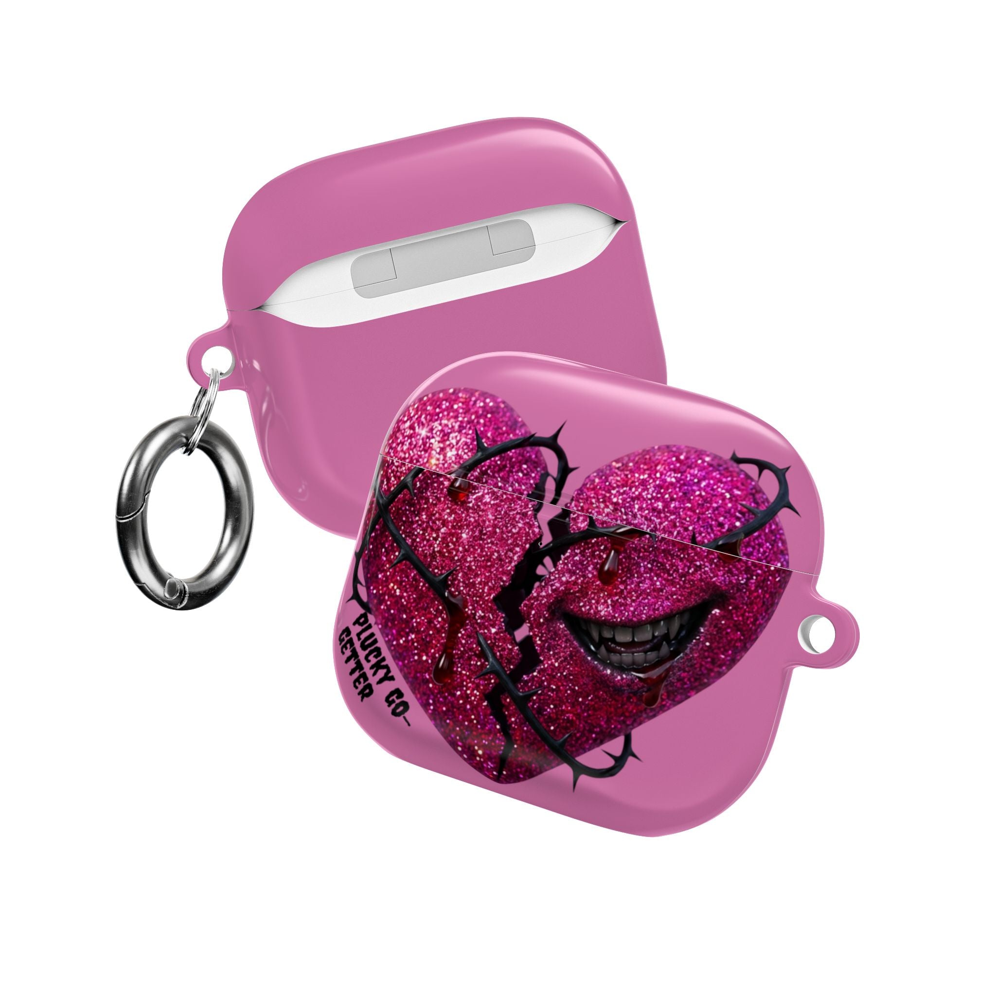Pink Glitter Broken Heart AirPod Case — Edgy Protective AirPods Case